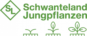 JP_LOGO Grünes Logo mit den Buchstaben 'S' und 'L' in einer Raute, daneben der Schriftzug 'Schwanteland Jungpflanzen'.
